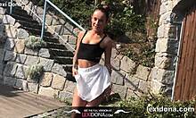 Sensual outdoor solo play in the garden with a stunning Czech pornstar