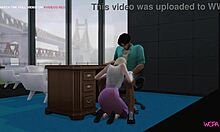 Animované video priateľky, ktorá sa intímne zbližuje so svojím šéfom za finančný zisk